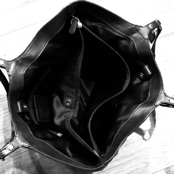 COACH Carly Leather Signature Perforated Exterior
Tote Bag Handbag, black - Picture 6 of 11